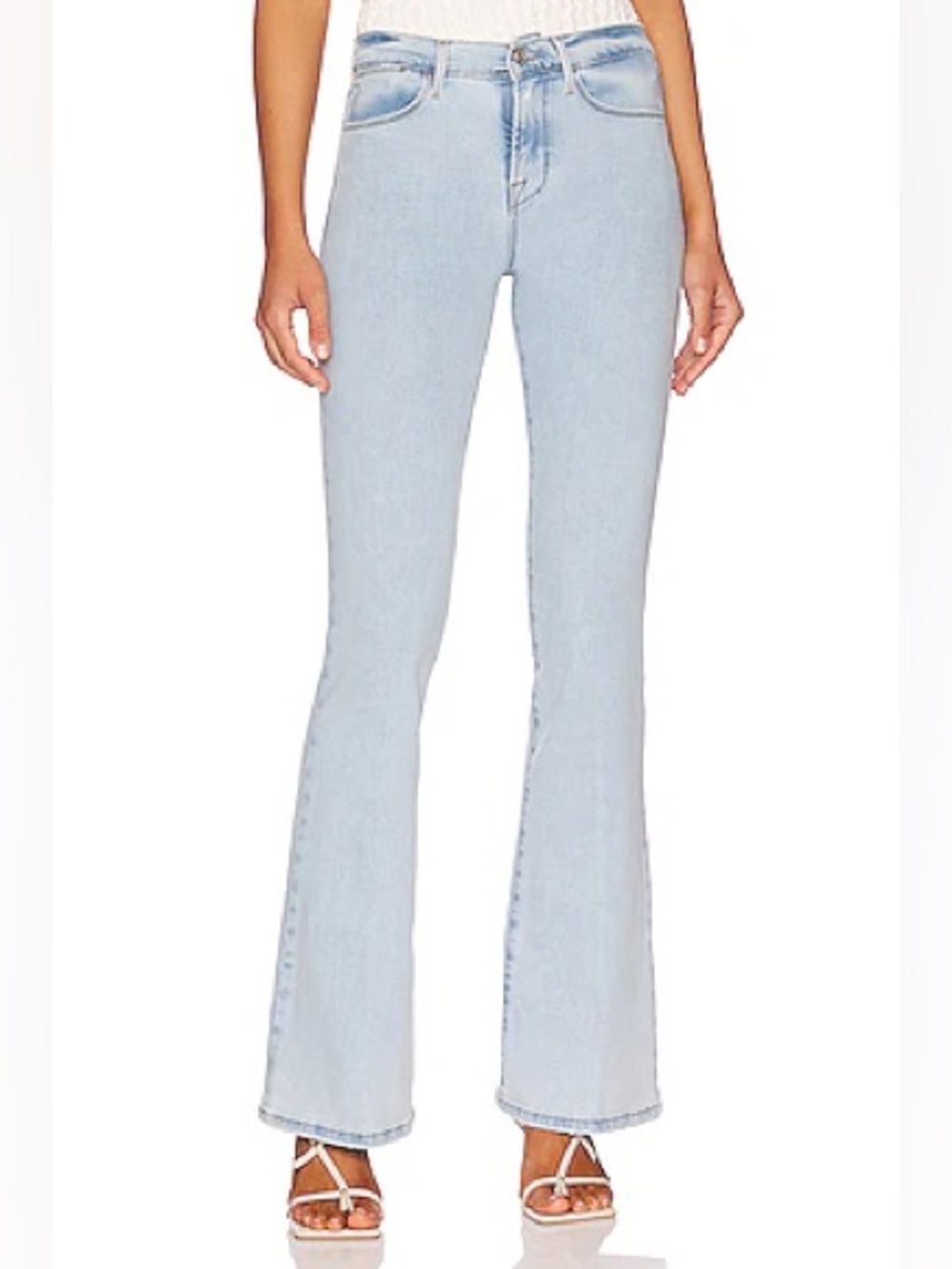 FRAME Le High Flare Jeans in Atwood Light Wash Organic Cotton Size 28